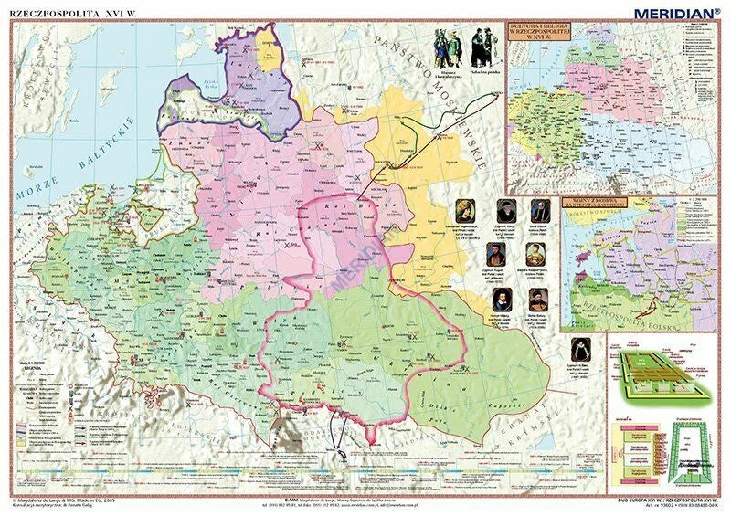 DUO: Rzeczpospolita po Unii Lubelskiej (XVI wiek)/ Europa XVI wiek - dwustronna mapa ścienna - zdjęcie 2