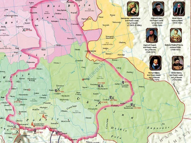 DUO: Rzeczpospolita po Unii Lubelskiej (XVI wiek)/ Europa XVI wiek - dwustronna mapa ścienna - zdjęcie 3