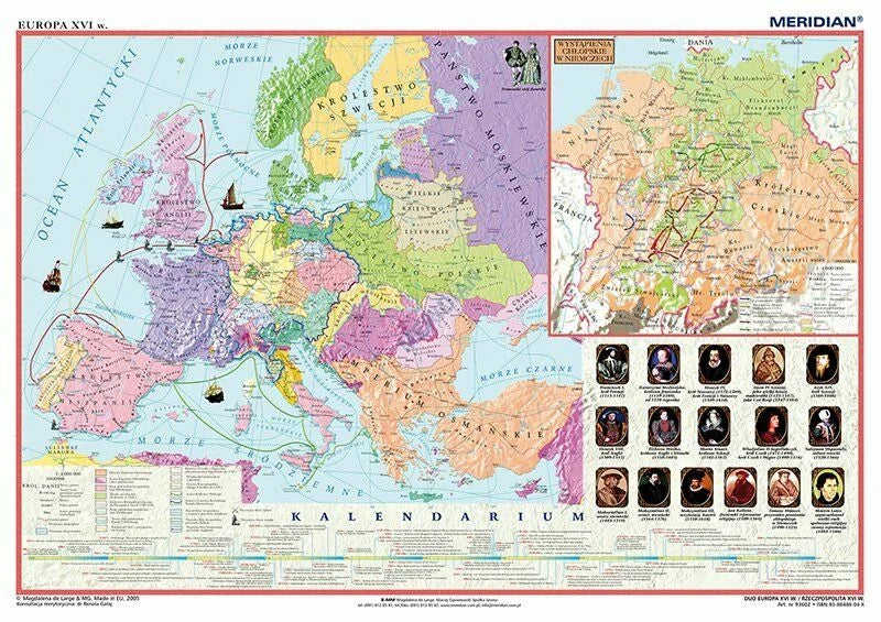 DUO: Rzeczpospolita po Unii Lubelskiej (XVI wiek)/ Europa XVI wiek - dwustronna mapa ścienna - zdjęcie 4