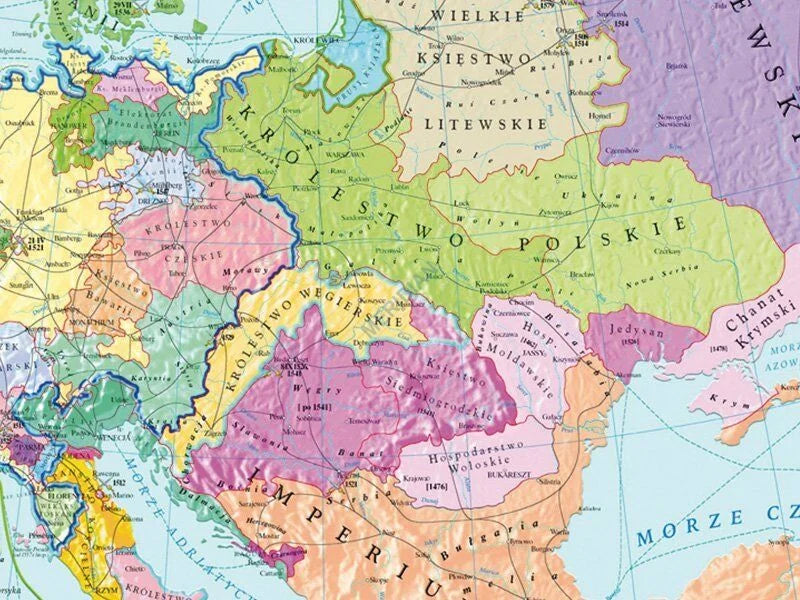 DUO: Rzeczpospolita po Unii Lubelskiej (XVI wiek)/ Europa XVI wiek - dwustronna mapa ścienna - zdjęcie 5