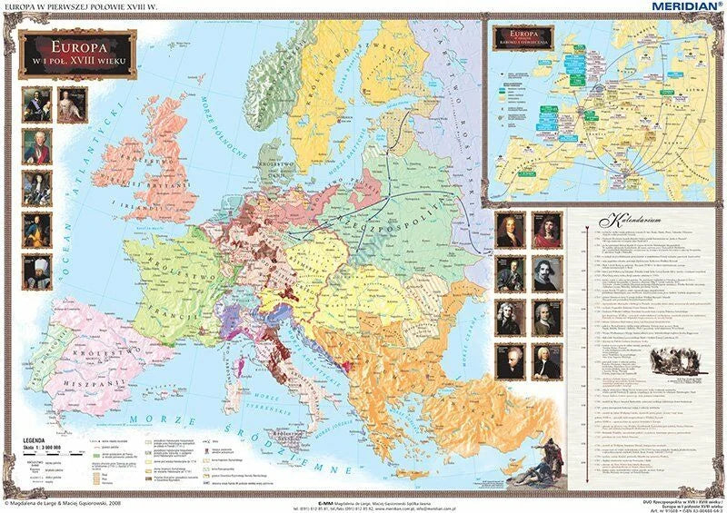 DUO: Rzeczpospolita w XVII i XVIII wieku / Europa w pierwszej połowie XVIII wieku - dwustronna mapa ścienna - zdjęcie 4