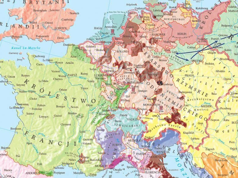 DUO: Rzeczpospolita w XVII i XVIII wieku / Europa w pierwszej połowie XVIII wieku - dwustronna mapa ścienna - zdjęcie 5