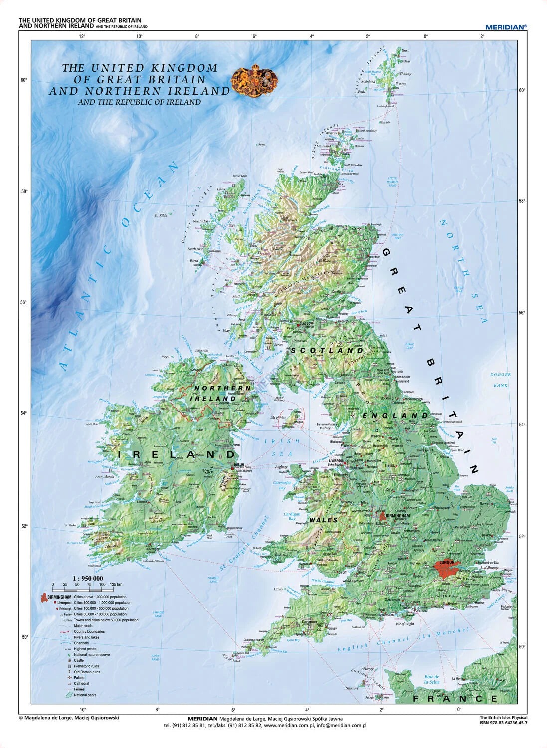 DUO: The tenses active voice / The British Isles Physical - mapa ścienna i plansza gramatyczna w języku angielskim - zdjęcie 2
