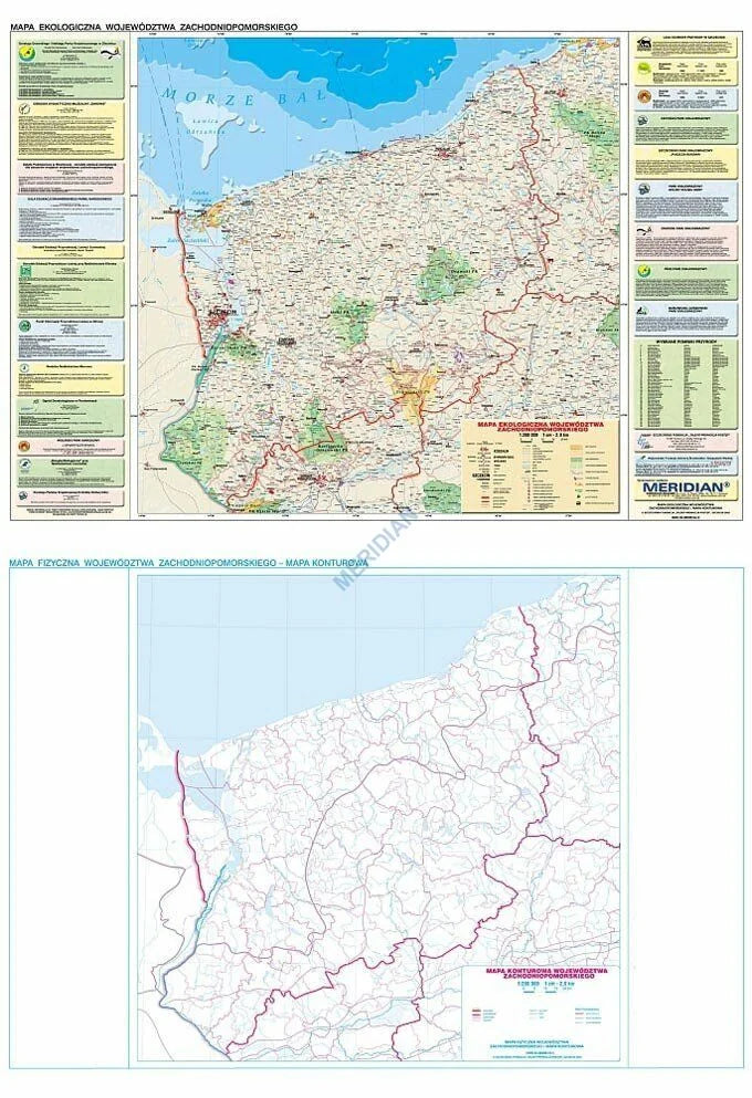 DUO: Zachodniopomorskie - ścienna mapa ekologiczna/ konturowa