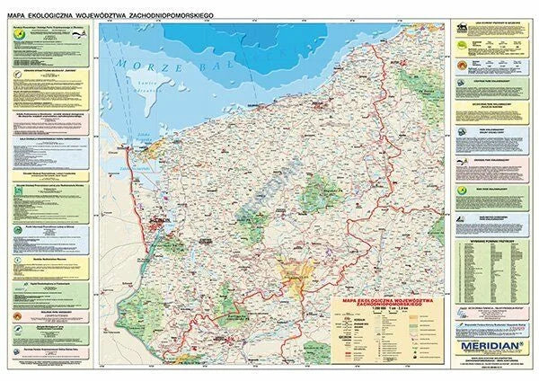 DUO: Zachodniopomorskie - ścienna mapa ekologiczna/ konturowa - zdjęcie 2