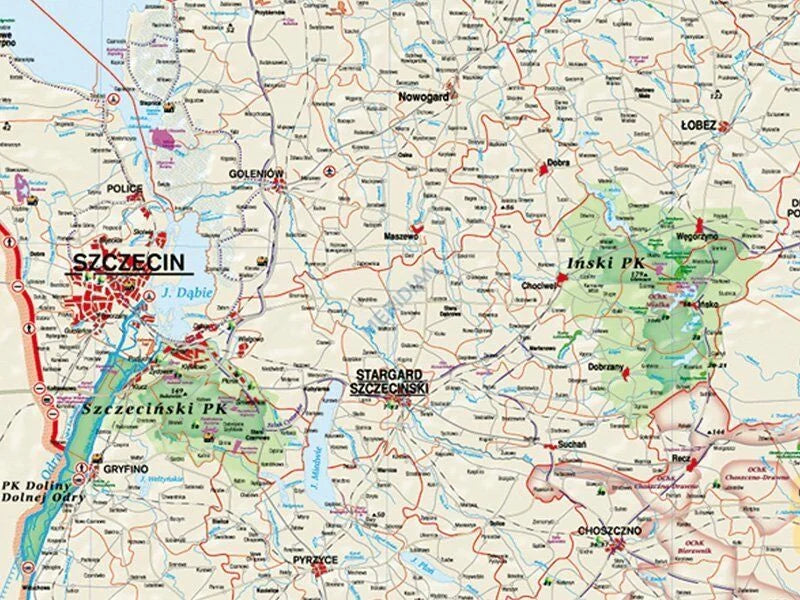 DUO: Zachodniopomorskie - ścienna mapa ekologiczna/ konturowa - zdjęcie 3