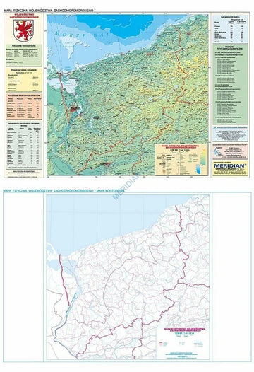 DUO: Zachodniopomorskie - ścienna mapa fizyczna / konturowa