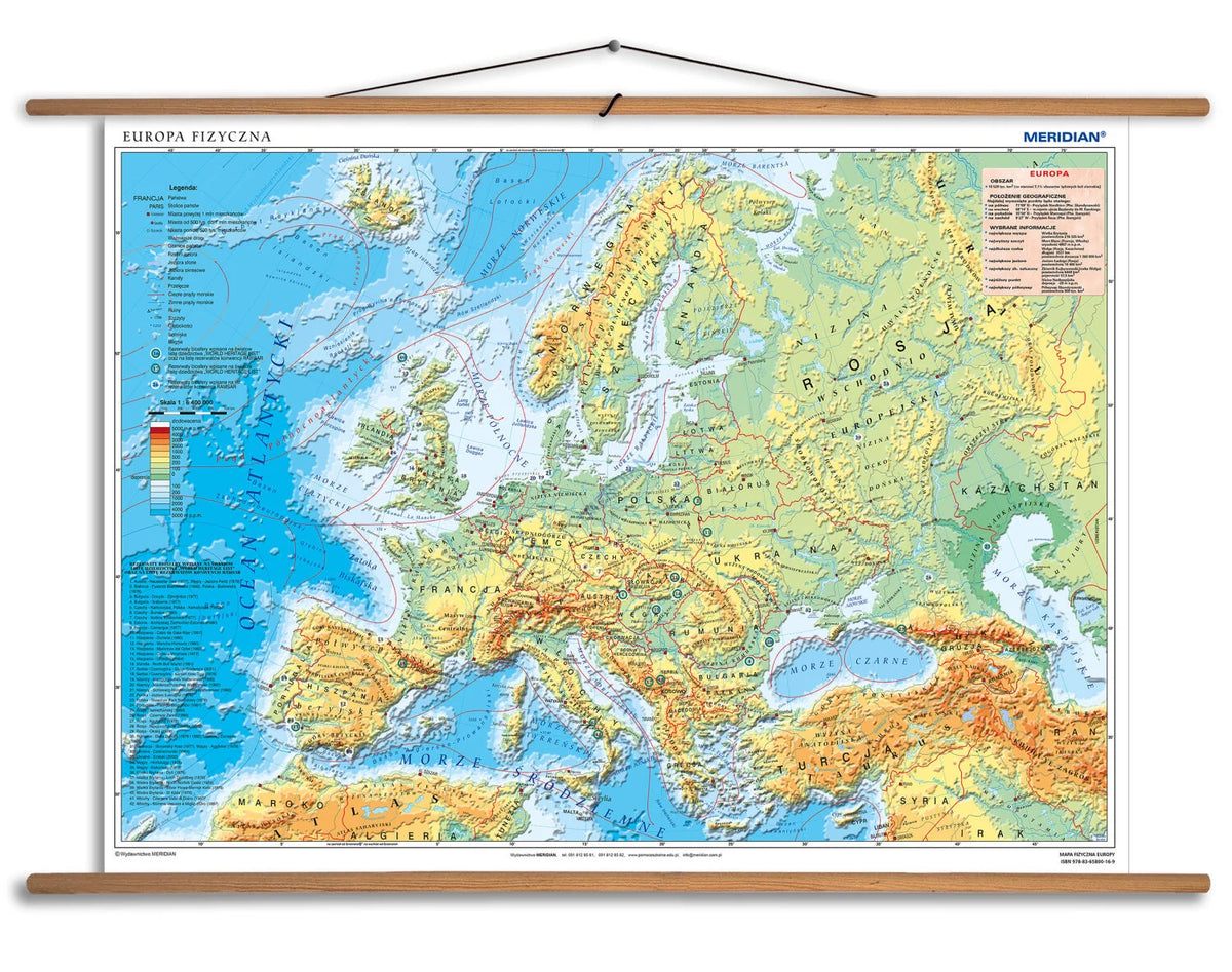 Europa fizyczna z elementami ekologii 100 x 70 cm - mapa ścienna
