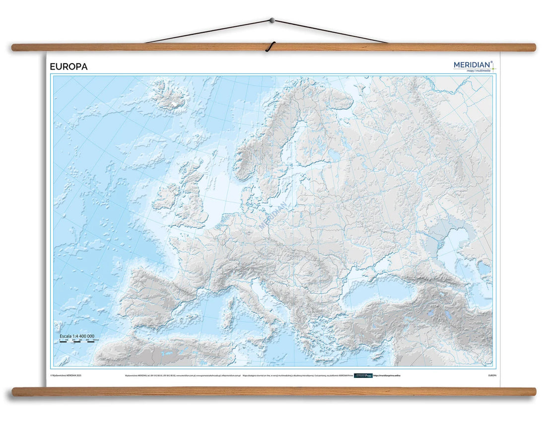 Europa Hipsométrica / Ejercicios - mapa ścienna w języku hiszpańskim