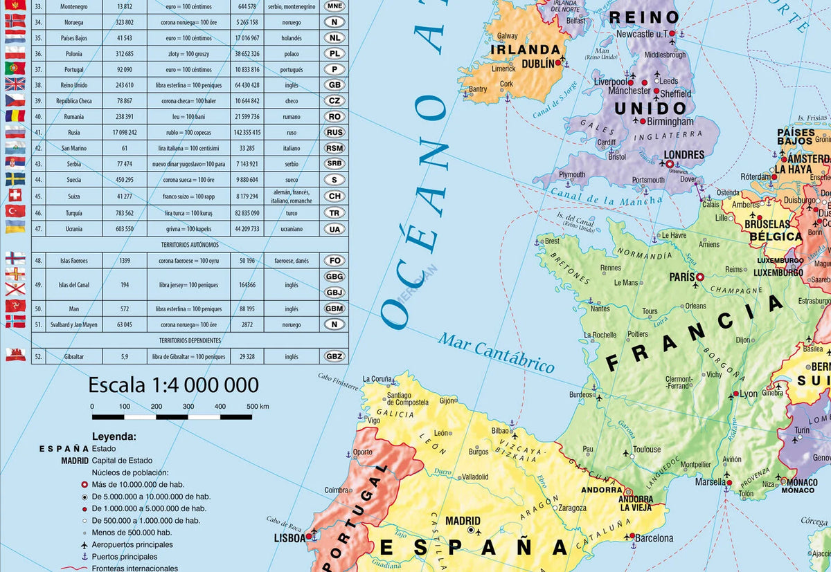 Europa política - mapa ścienna w języku hiszpańskim - zdjęcie 3