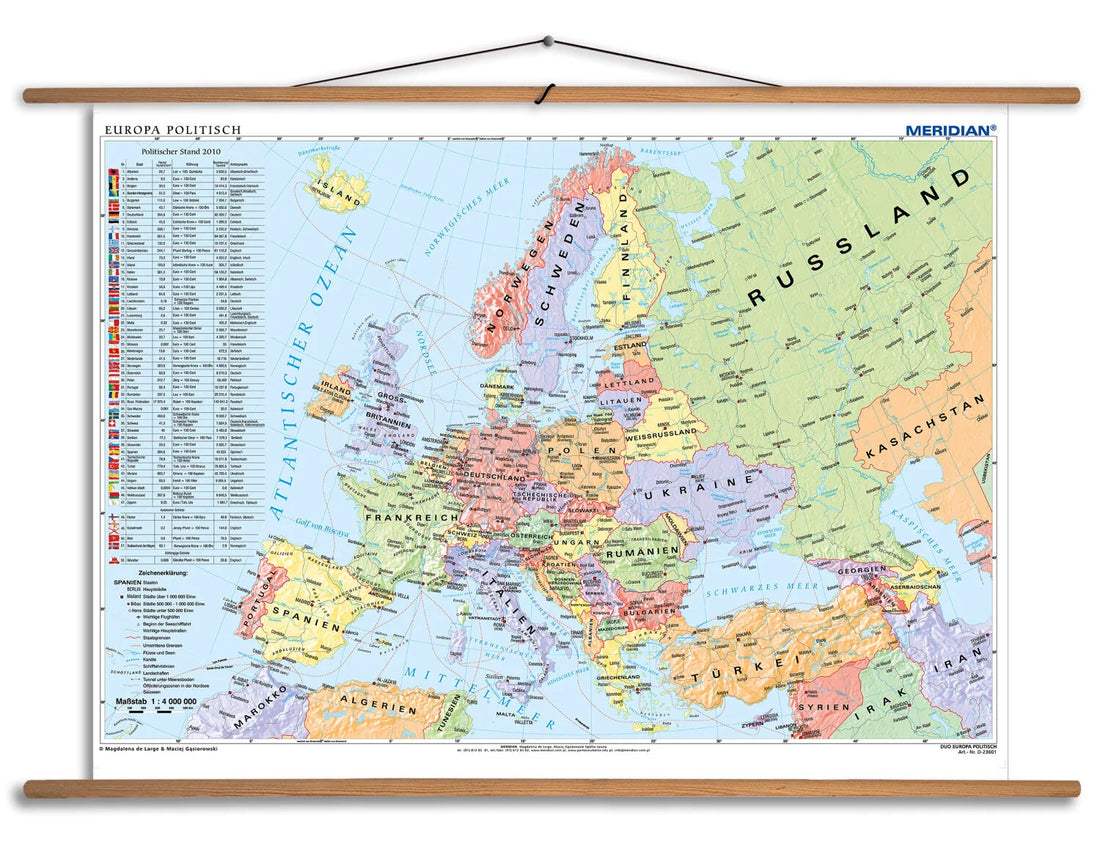 Europa politisch - mapa ścienna w języku niemieckim