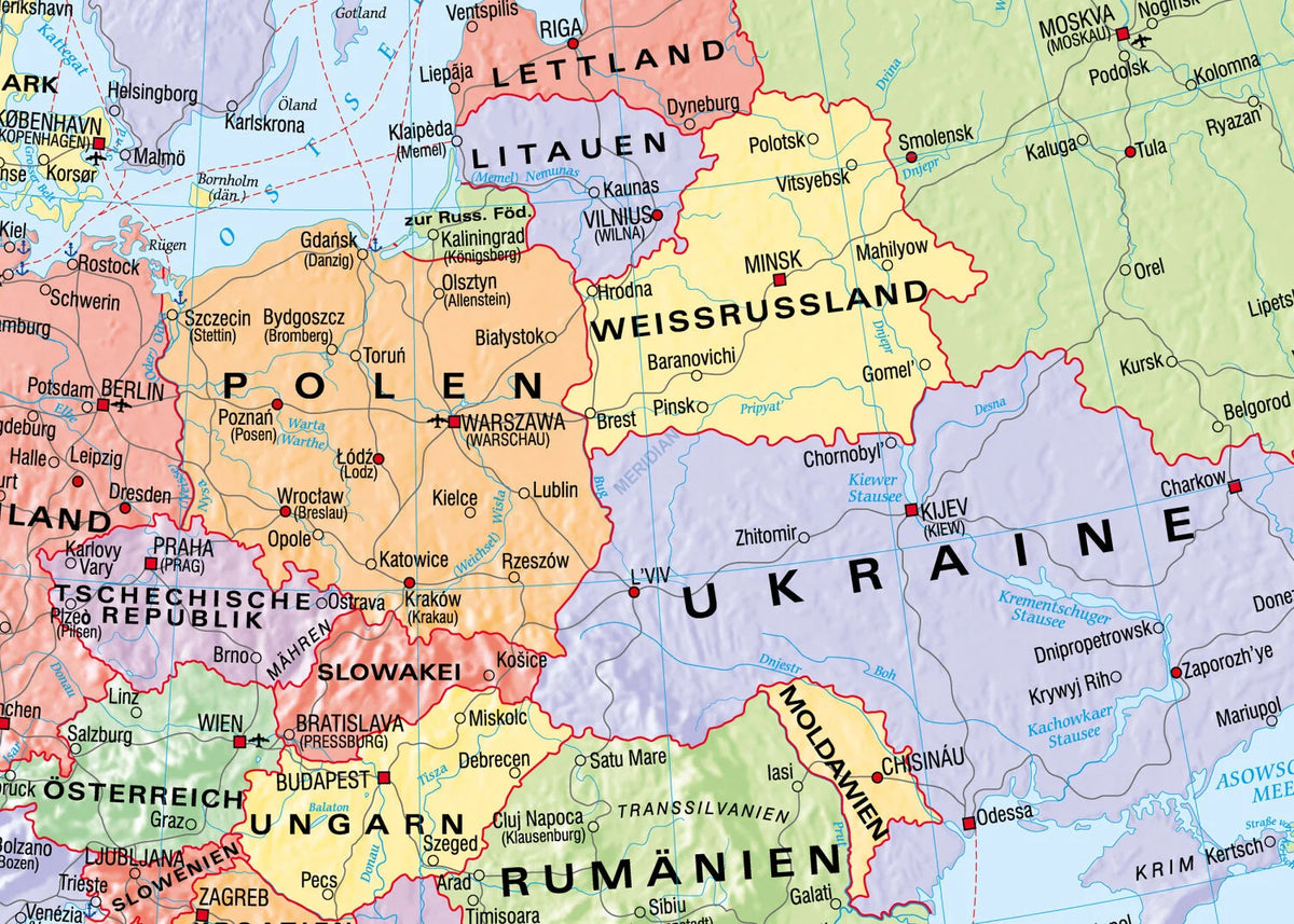 Europa politisch - mapa ścienna w języku niemieckim - zdjęcie 3
