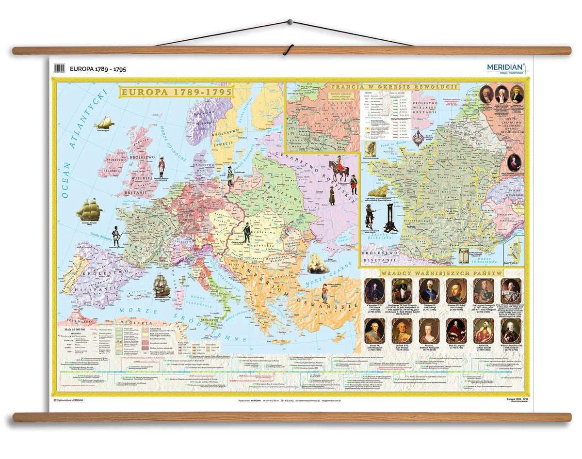 Europa w latach 1789-95 / Francja w okresie rewolucji - mapa ścienna
