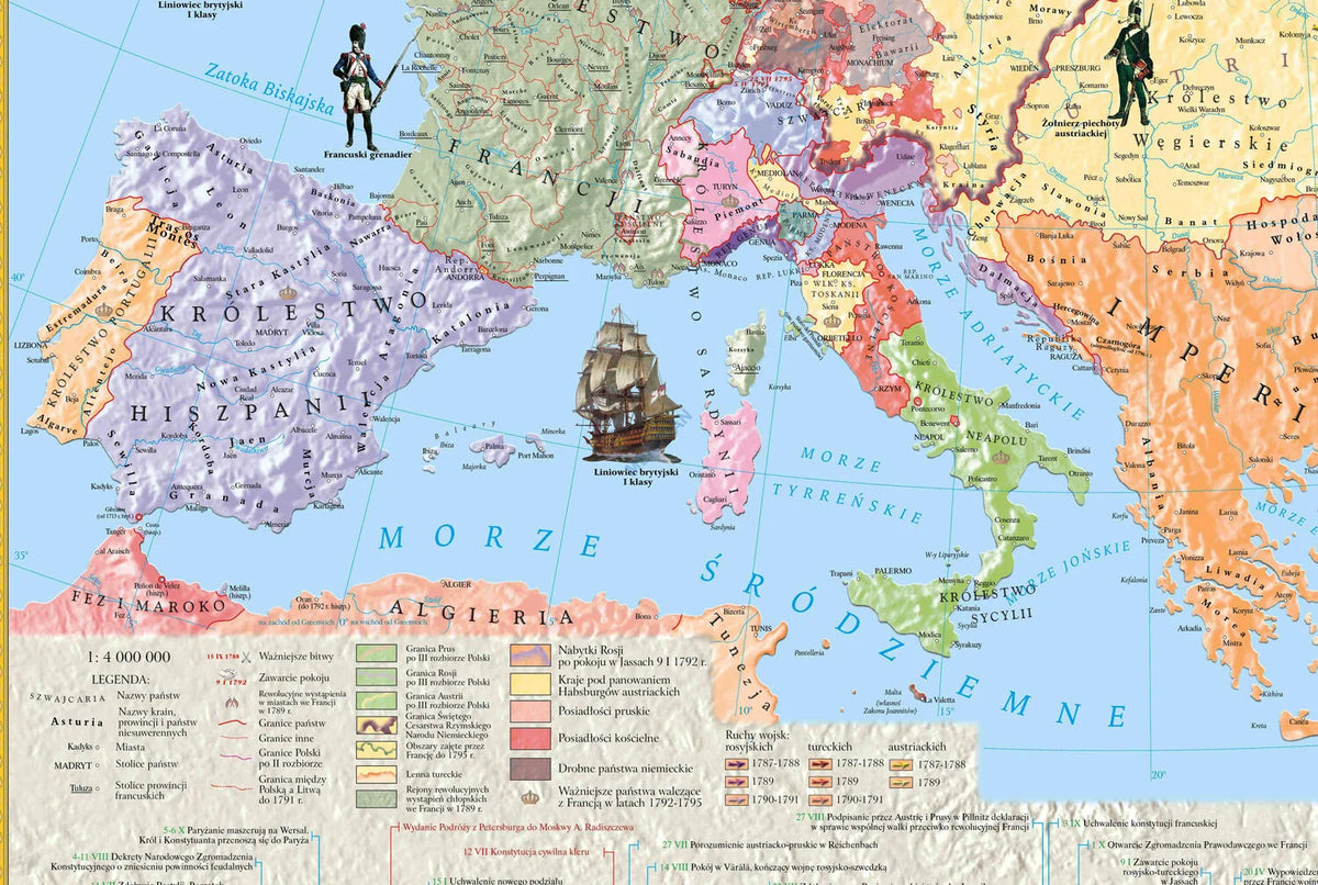 Europa w latach 1789-95 / Francja w okresie rewolucji - mapa ścienna - zdjęcie 2