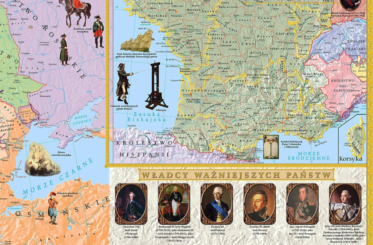 Europa w latach 1789-95 / Francja w okresie rewolucji - mapa ścienna - zdjęcie 3
