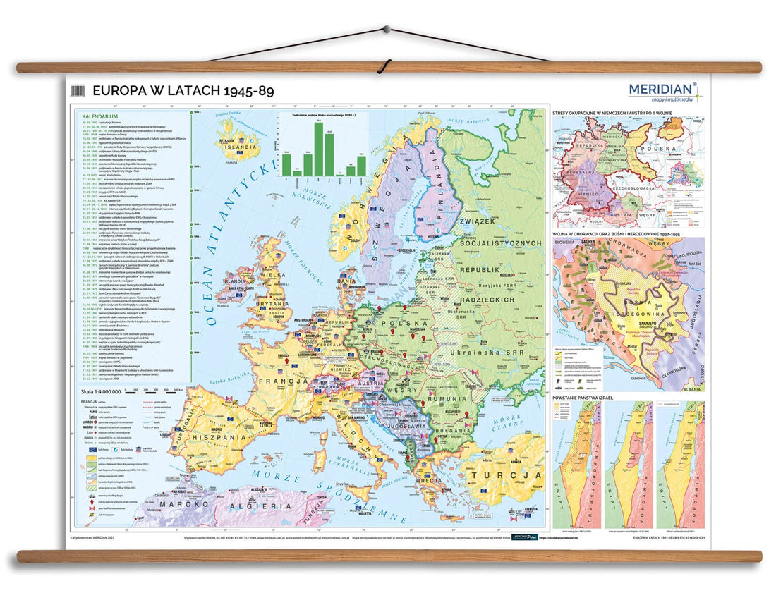 Europa w latach 1945-89 - mapa ścienna