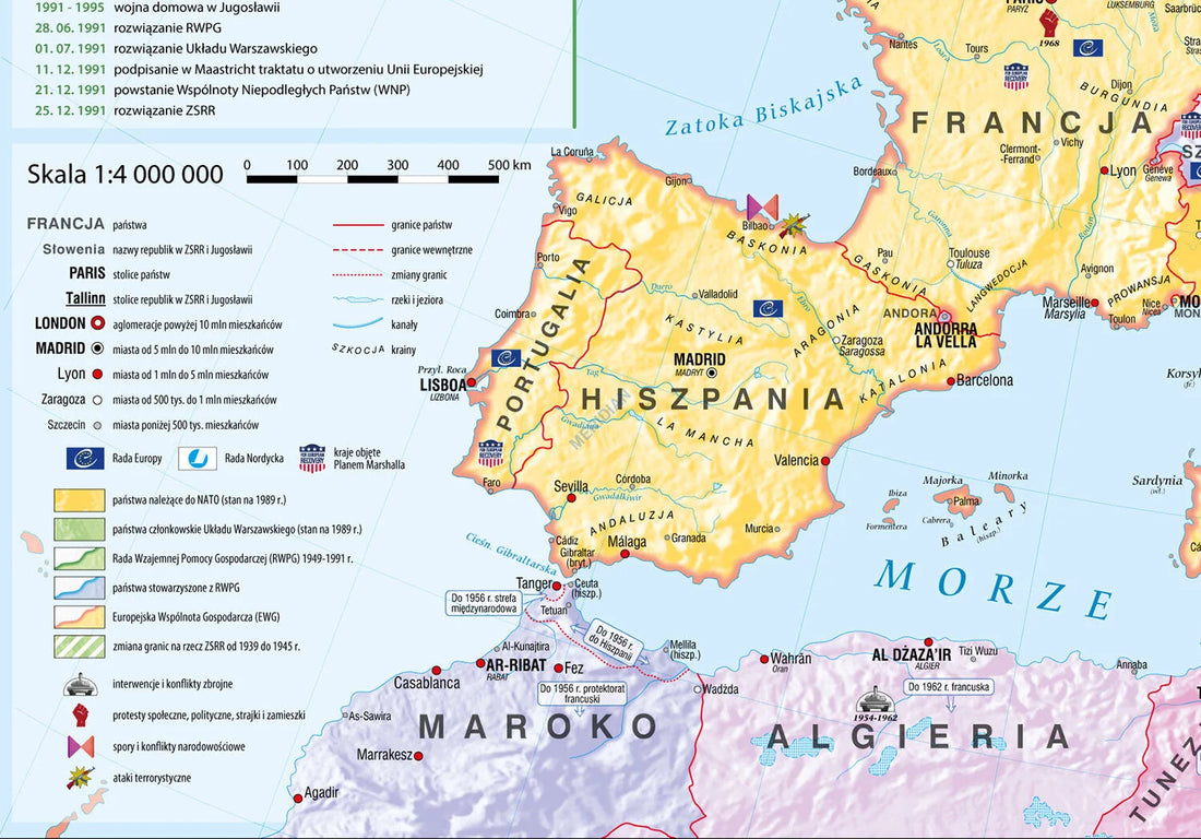 Europa w latach 1945-89 - mapa ścienna