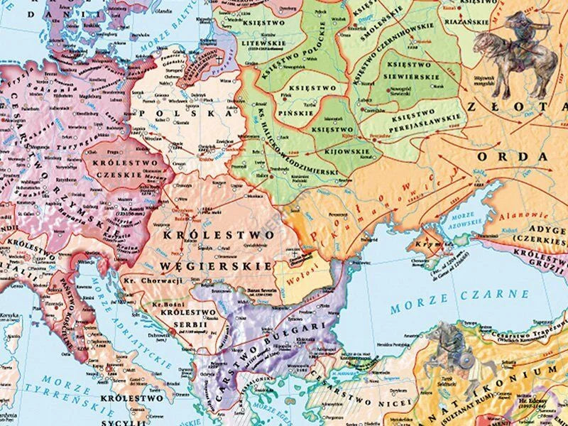 Europa w XII-XIII wieku. Imperium mongolskie w XIII wieku - mapa ścienna - zdjęcie 2