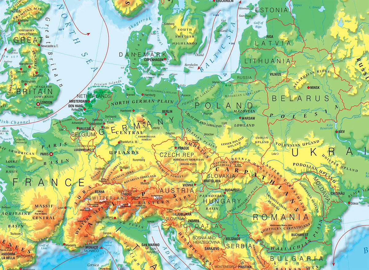 Europe physical - mapa ścienna w języku angielskim - zdjęcie 2