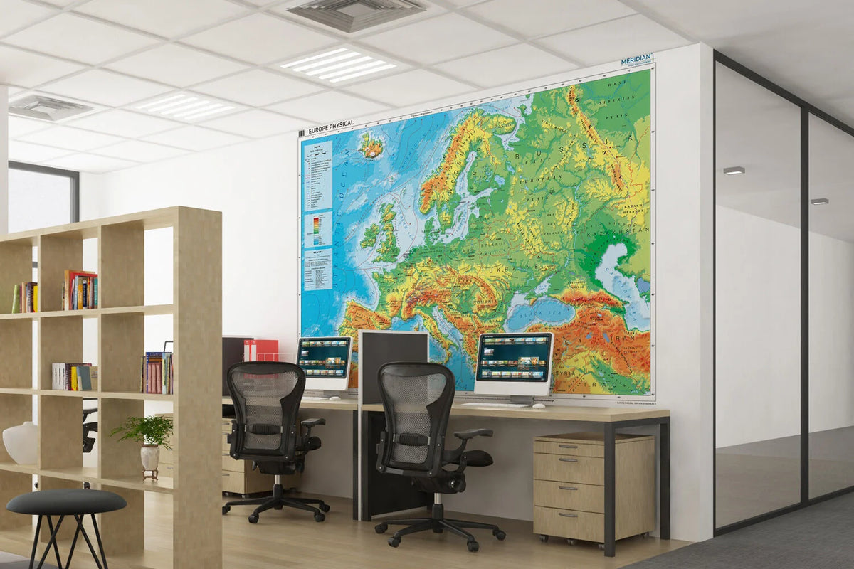 Europe physical - mapa ścienna w języku angielskim - wersja fototapeta