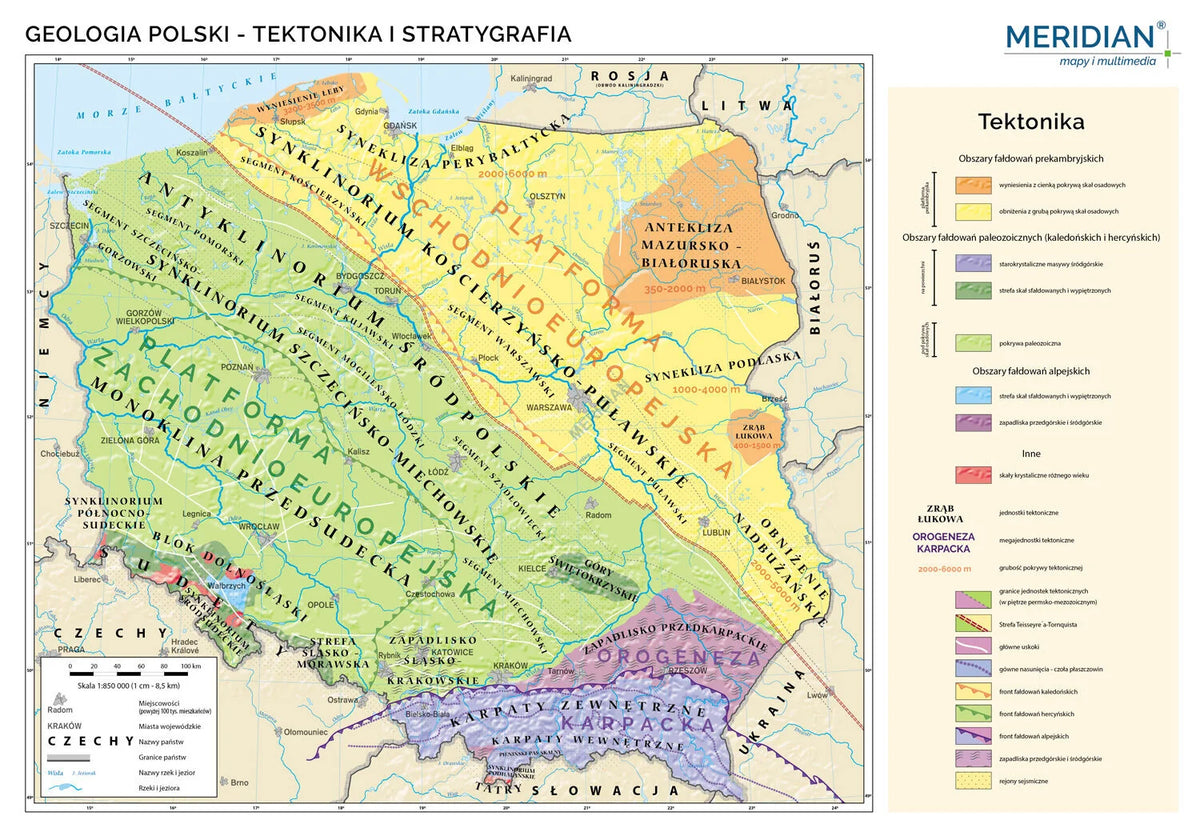 Geologia Polski - tektonika i stratygrafia - mapa ścienna - zdjęcie 2