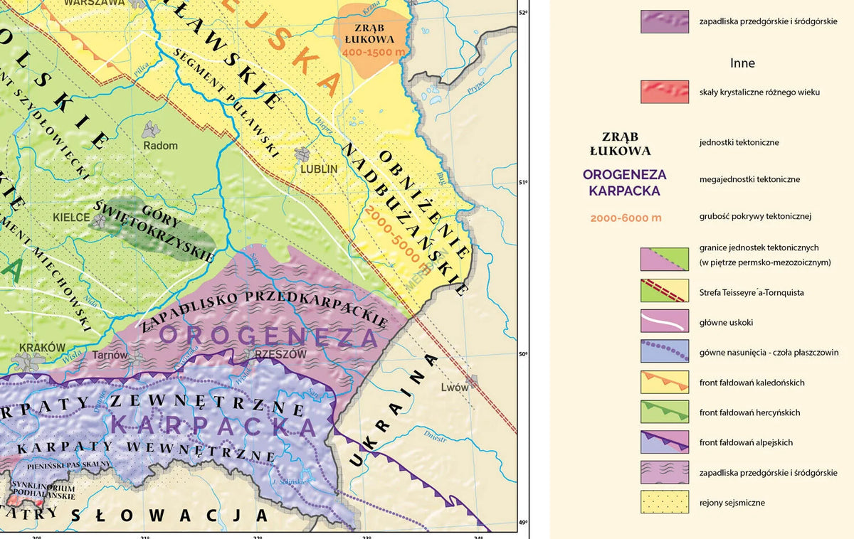 Geologia Polski - tektonika i stratygrafia - mapa ścienna - zdjęcie 4