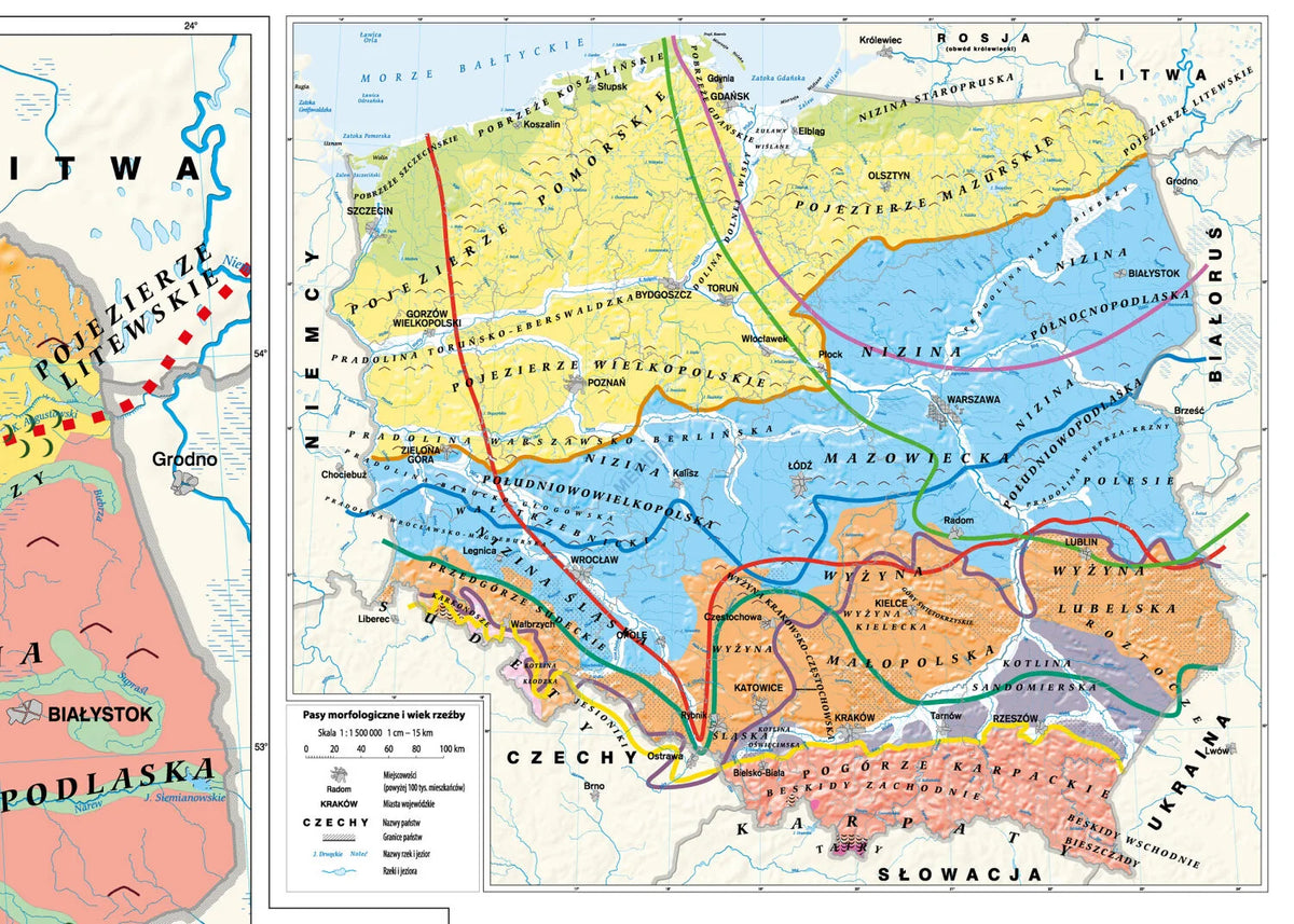 Geomorfologia Polski - typy rzeźby i ich pochodzenie - mapa ścienna - zdjęcie 3