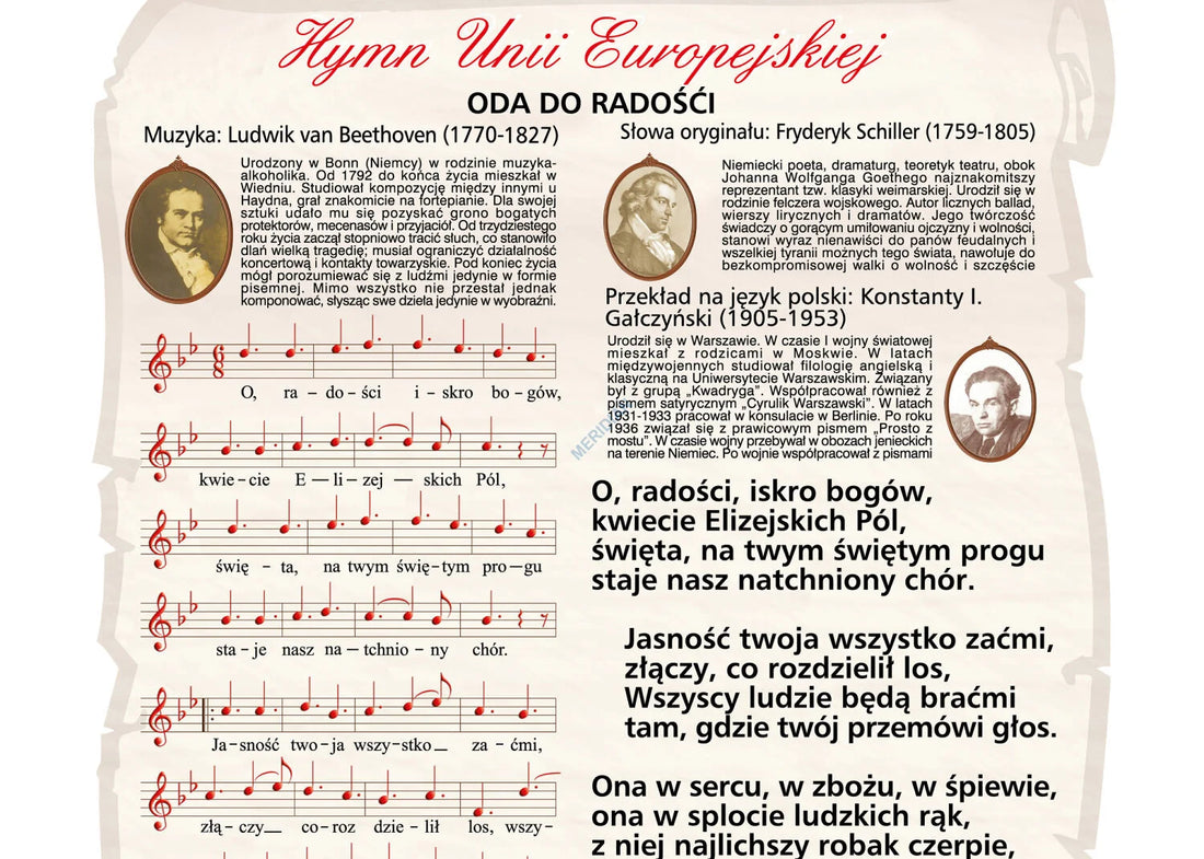 Hymn Unii Europejskiej - plansza dydaktyczna