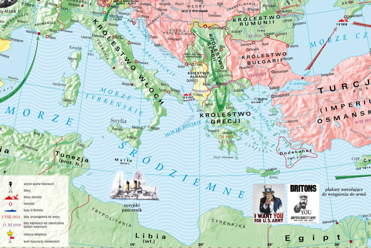 I Wojna Światowa 1917-18 - mapa ścienna - zdjęcie 2