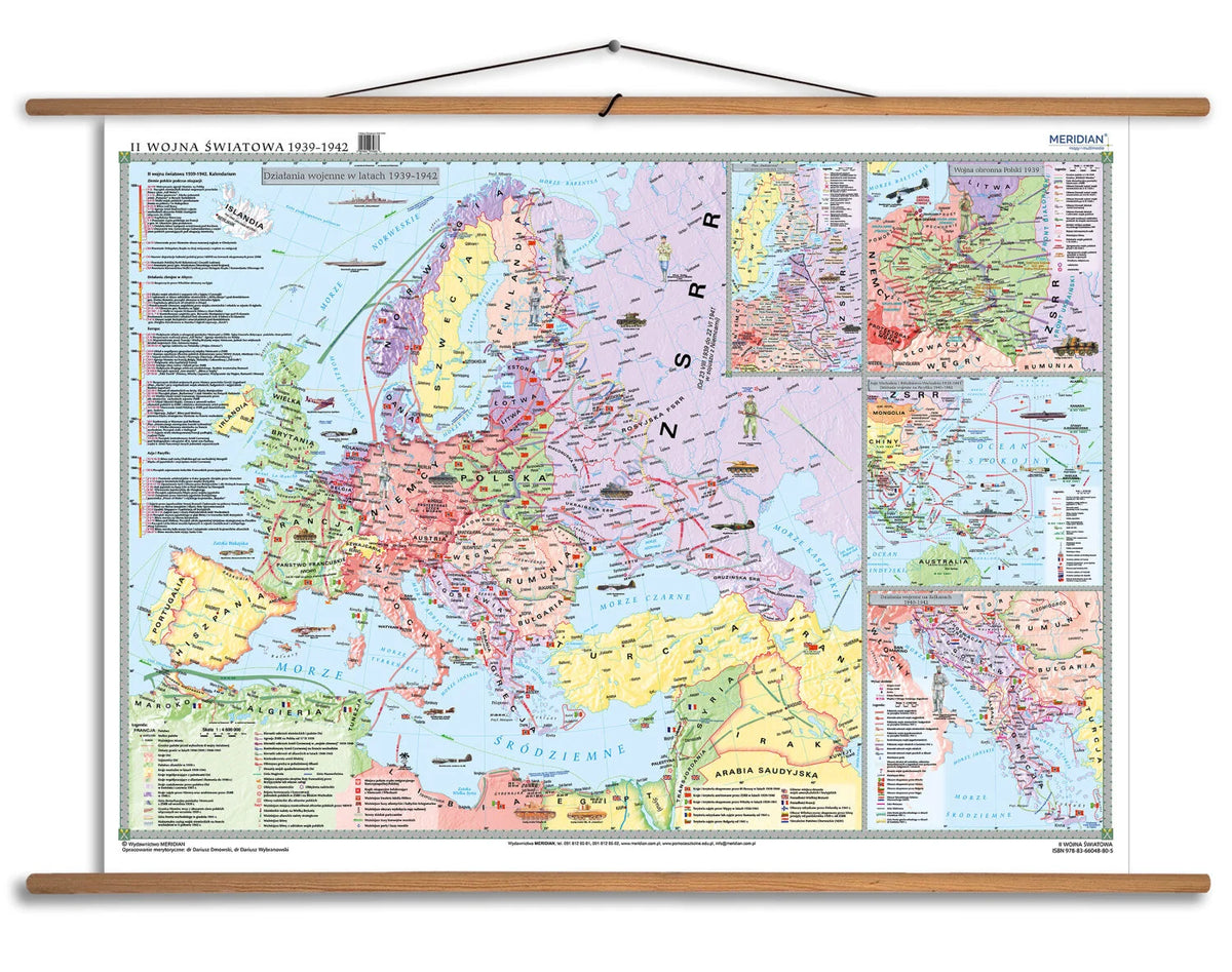 II Wojna Światowa 1939-42 - mapa ścienna