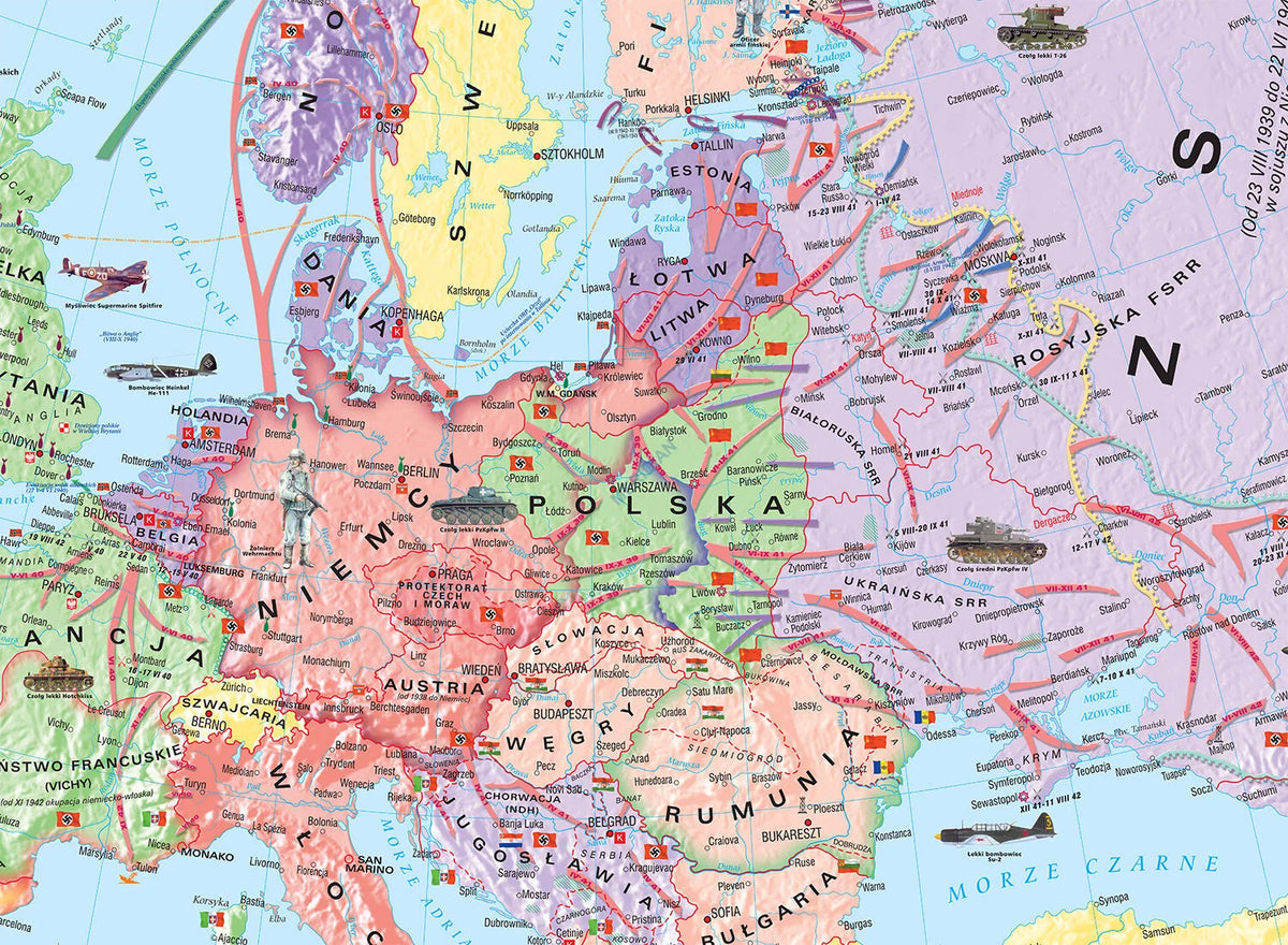 II Wojna Światowa 1939-42 - mapa ścienna - zdjęcie 2