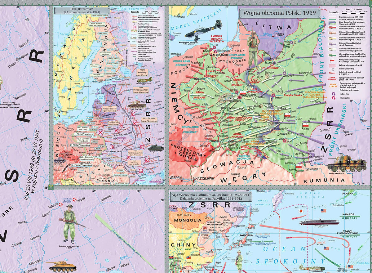 II Wojna Światowa 1939-42 - mapa ścienna - zdjęcie 3