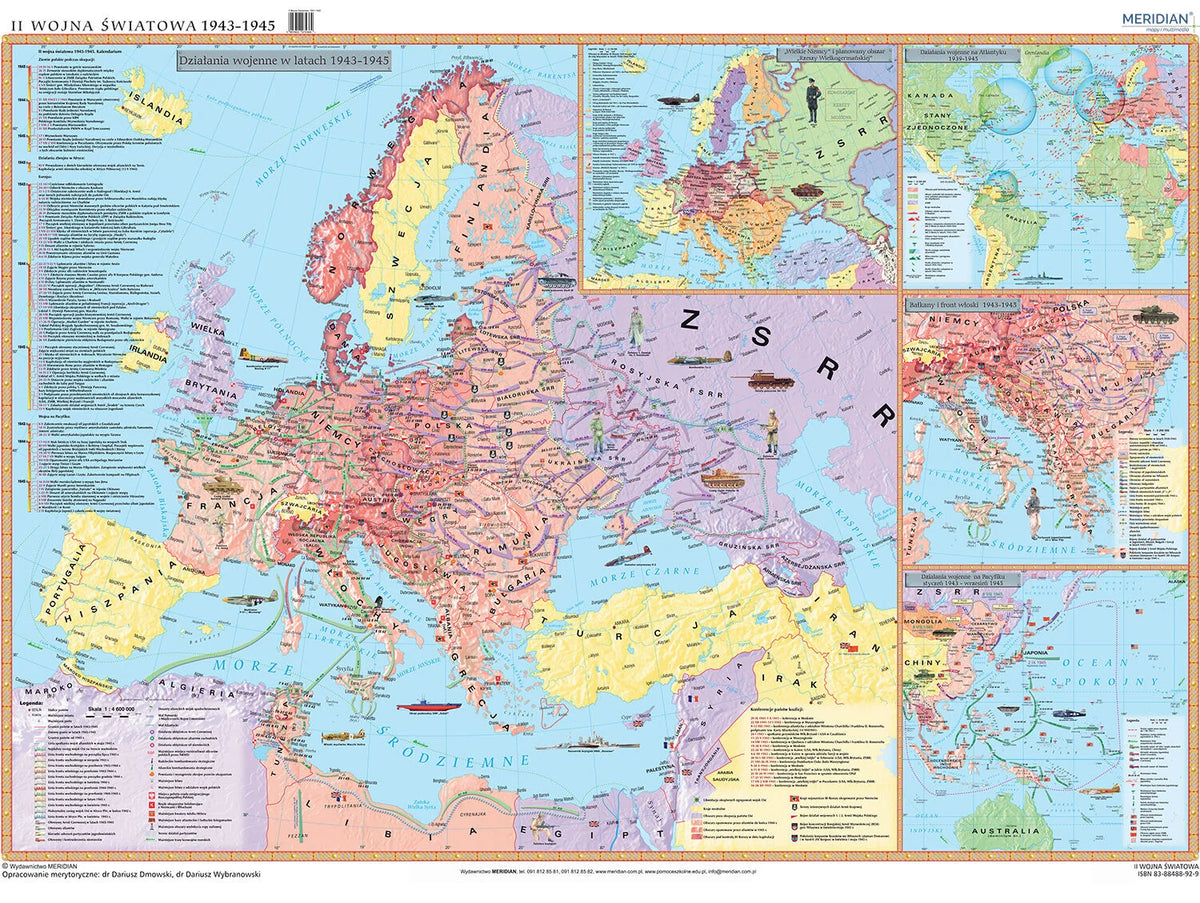 II Wojna Światowa 1943-45 - mapa ścienna