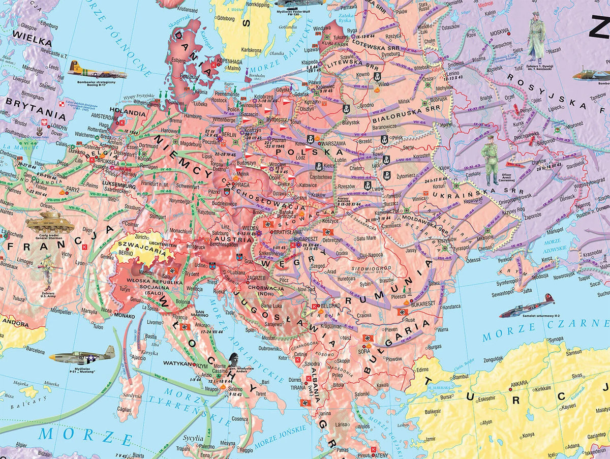 II Wojna Światowa 1943-45 - mapa ścienna - zdjęcie 3