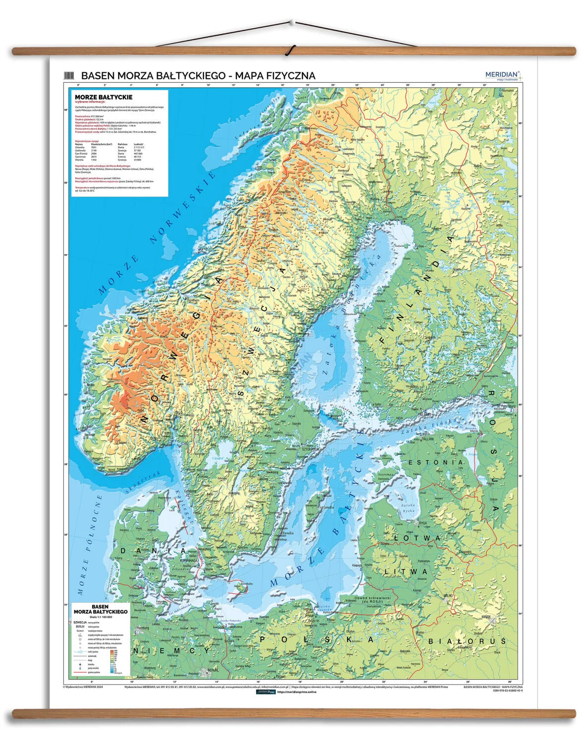 Kraje basenu Morza Bałtyckiego - mapa fizyczna
