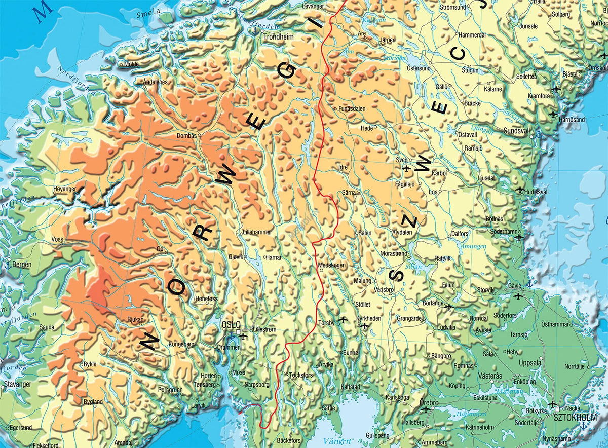 Kraje basenu Morza Bałtyckiego - mapa fizyczna - zdjęcie 2