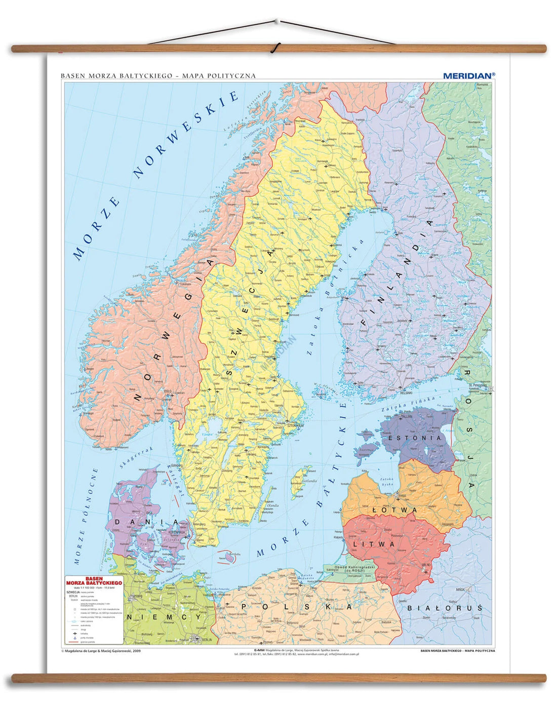 Kraje basenu Morza Bałtyckiego - mapa polityczna