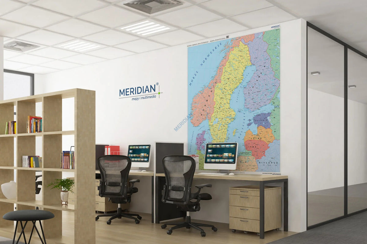 Kraje basenu Morza Bałtyckiego - mapa polityczna - wersja fototapeta
