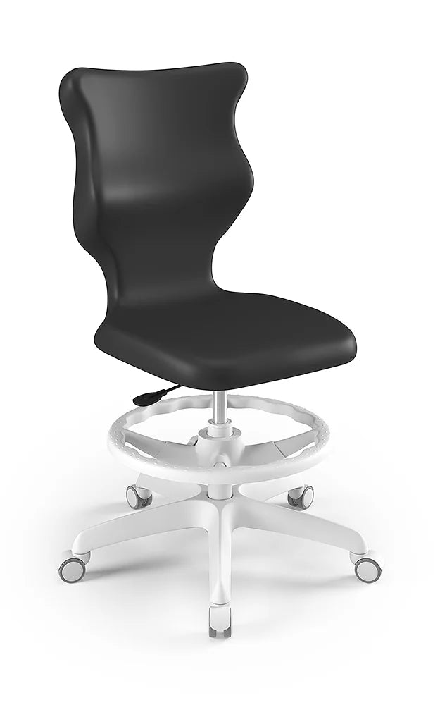 Krzesło szkolne Twist bez podłokietników z podnóżkiem, rozmiar 4 (wzrost 133–159 cm) – Biały / Czarny