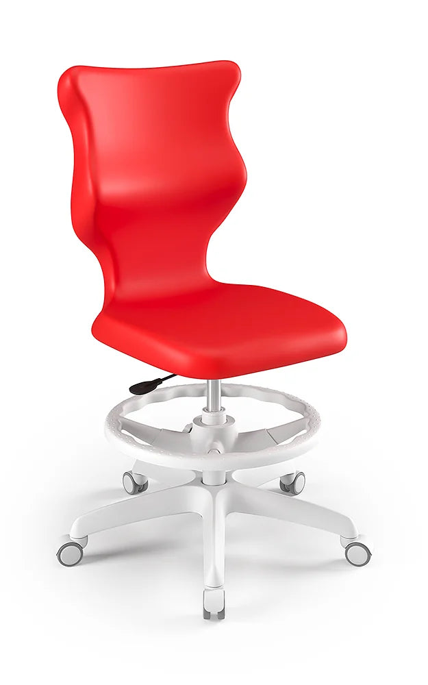 Krzesło szkolne Twist bez podłokietników z podnóżkiem, rozmiar 4 (wzrost 133–159 cm) – Biały / Czerwony
