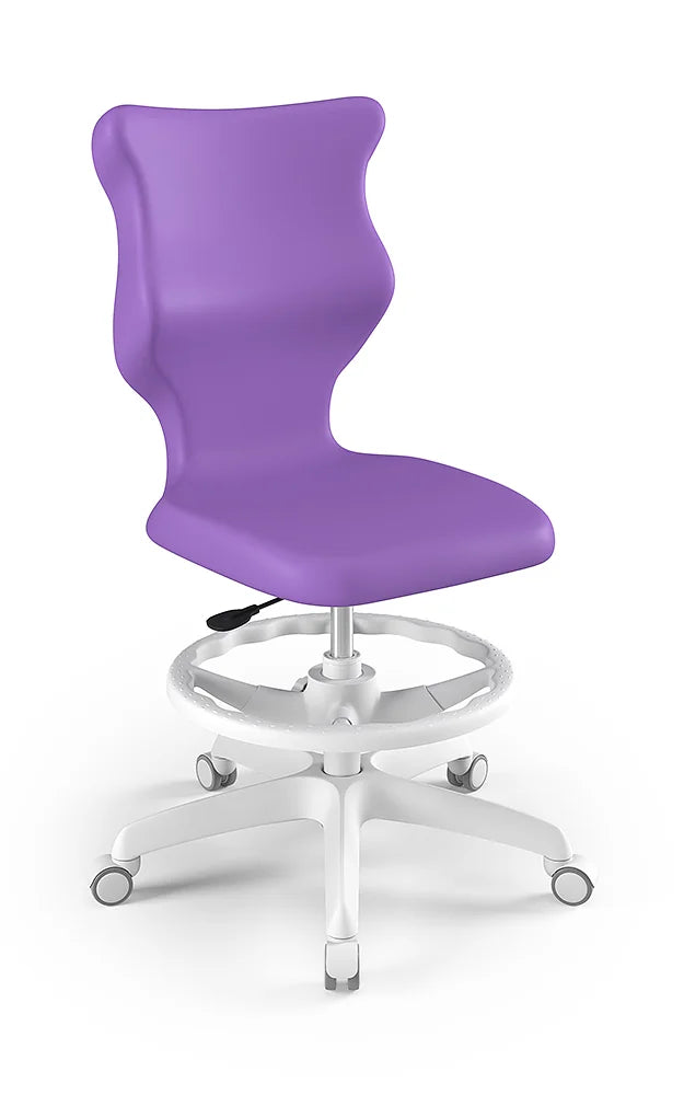 Krzesło szkolne Twist bez podłokietników z podnóżkiem, rozmiar 4 (wzrost 133–159 cm) – Biały / Fioletowy