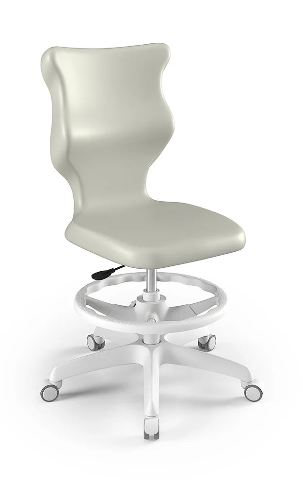 Krzesło szkolne Twist bez podłokietników z podnóżkiem, rozmiar 4 (wzrost 133–159 cm) – Biały / Jasny szary