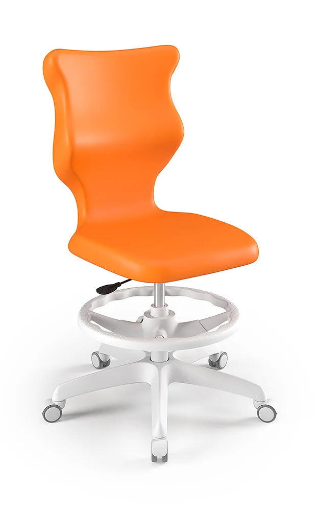 Krzesło szkolne Twist bez podłokietników z podnóżkiem, rozmiar 4 (wzrost 133–159 cm) – Biały / Pomarańczowy
