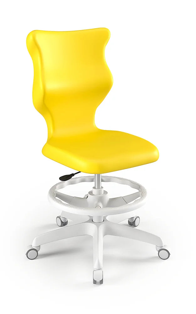 Krzesło szkolne Twist bez podłokietników z podnóżkiem, rozmiar 4 (wzrost 133–159 cm) – Biały / Żółty