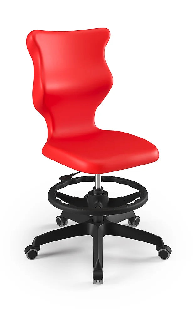 Krzesło szkolne Twist bez podłokietników z podnóżkiem, rozmiar 4 (wzrost 133–159 cm) – Czarny / Czerwony