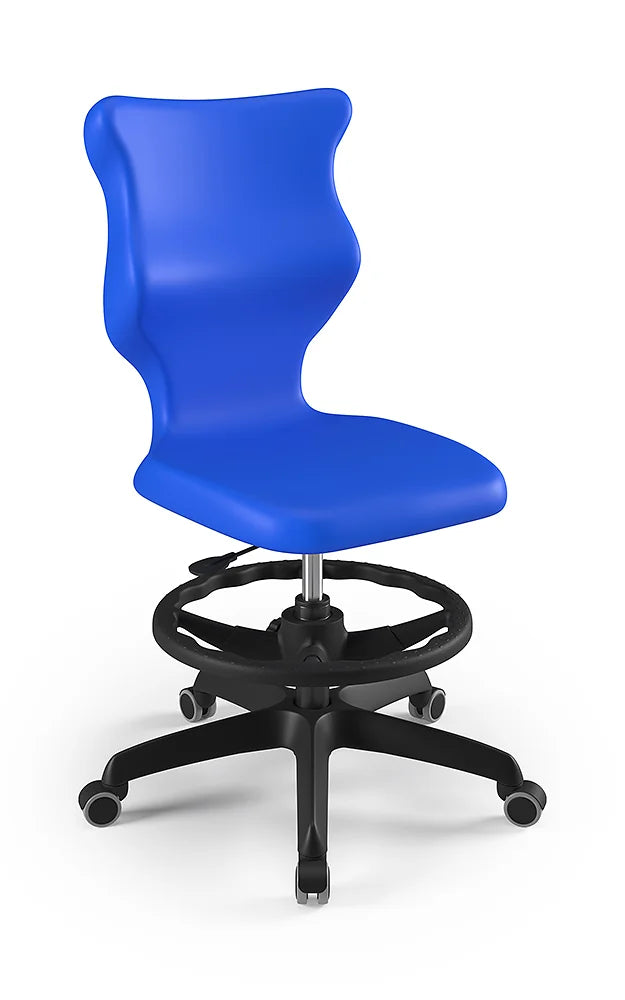 Krzesło szkolne Twist bez podłokietników z podnóżkiem, rozmiar 4 (wzrost 133–159 cm) – Czarny / Niebieski