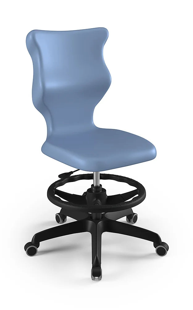 Krzesło szkolne Twist bez podłokietników z podnóżkiem, rozmiar 4 (wzrost 133–159 cm) – Czarny / Pastelowy niebieski