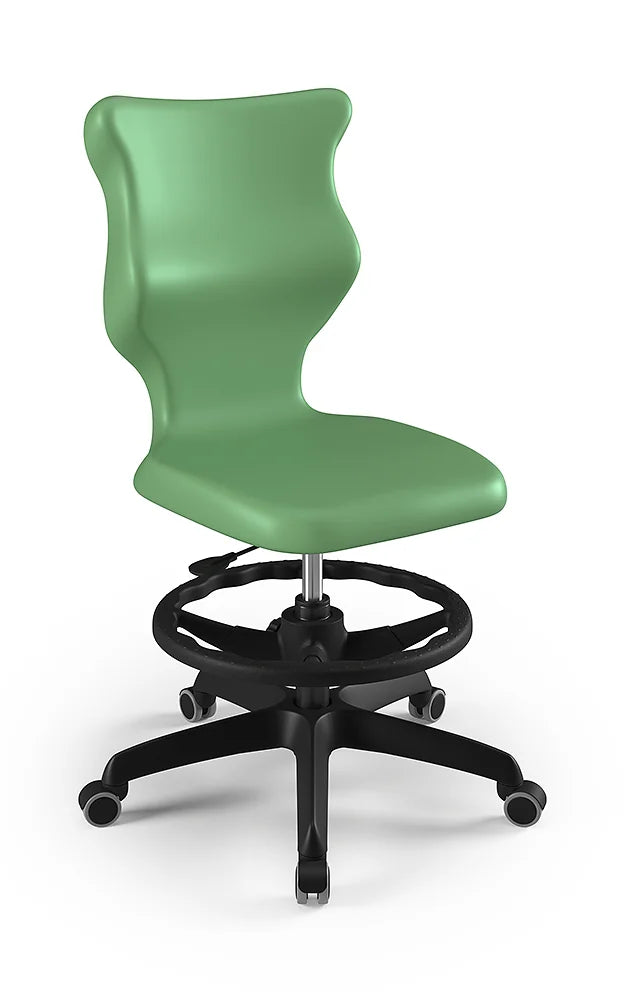 Krzesło szkolne Twist bez podłokietników z podnóżkiem, rozmiar 4 (wzrost 133–159 cm) – Czarny / Pastelowy zielony