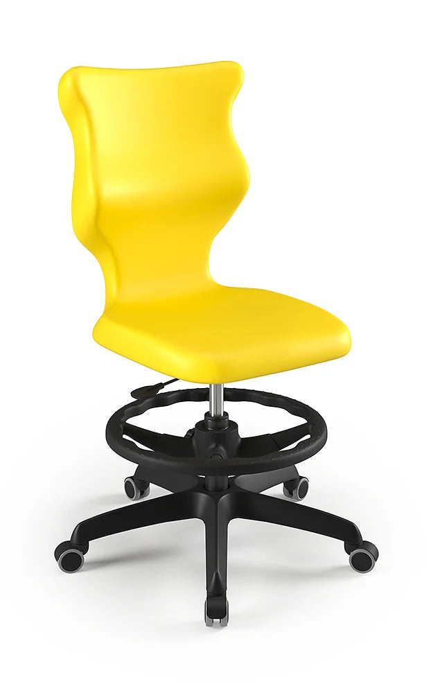 Krzesło szkolne Twist bez podłokietników z podnóżkiem, rozmiar 4 (wzrost 133–159 cm) – Czarny / Żółty