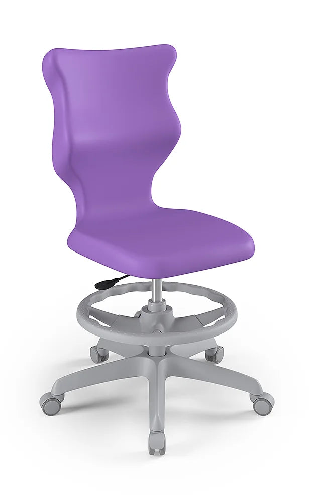 Krzesło szkolne Twist bez podłokietników z podnóżkiem, rozmiar 4 (wzrost 133–159 cm) – Szary / Fioletowy